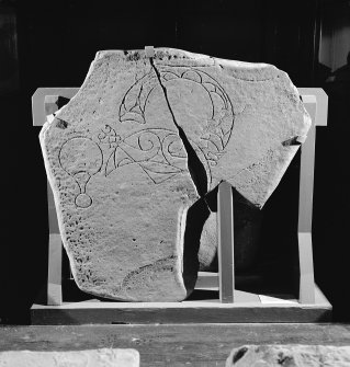 View of face of Clynemilton no.1 Pictish symbol stone in Dunrobin Museum.