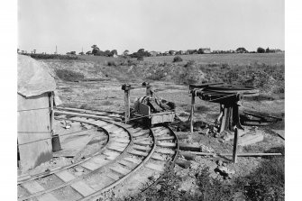 View of pulley system of cable railway.