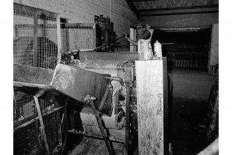 View of extrusion press in operation.