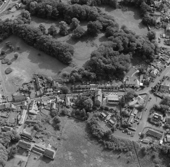 Holme Hill, Dunblane, oblique aerial view, taken from the NNW, centred on the shadow marks of a possible earthwork.