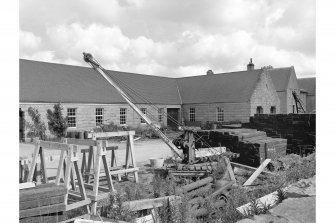 Dunecht Estate, Office, Workshops and Sawmill
General view, crane in foreground