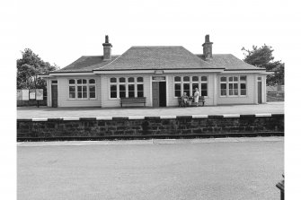 View of Nairn Station from NNW showing NNW front of up platform building.