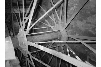 Barry, Upper Mill, Interior
View showing axle and spokes of waterwheel