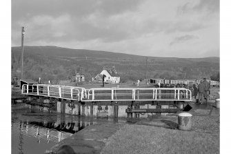 Caledonian Canal, Cullochy Lock
View from SE showing S front of S lockgates with cottage in background