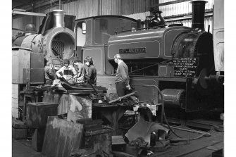 Falkirk, Wallace Street, Springfield Railway Yard, Interior
View of Falkirk Shed showing steam engine 'City of Aberdeen' with steam engine 'Maude' behind