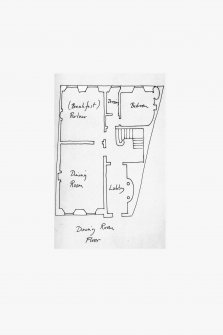 Photographic copy of sketch plans of ground, first and second floor plans of 3 Moray Place, showing uses of rooms as decribed in W.M. Trotter's furniture estimate (1826)