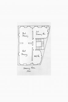 Photographic copy of sketch plans of ground, first and second floor plans of 3 Moray Place, showing uses of rooms as decribed in W.M. Trotter's furniture estimate (1826)