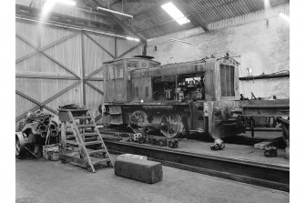Glengarnock Steel Works, Locomotive Shed; Interior
General view of Ruston locomotive