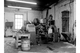 Glengarnock Steel Works, Joiner's Shop; Interior
View of tensile test preparation machine, Buckton no.1360