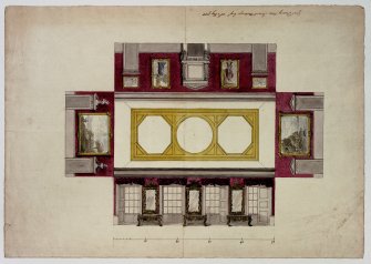 Blair Castle.
Photographic copy of an exploded plan drawing showing a proposal for the Great Drawing Room by Stuard MacKenzie Esq.
