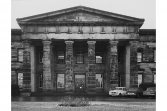 East elevation, detail of portico