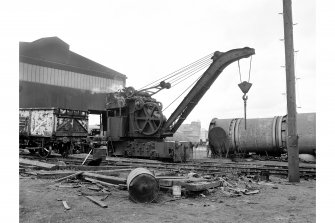 Motherwell, Dalzell Steel Works
View showing Marshall, Fleming steam crane (1897) with works building in background