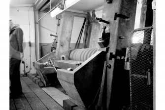 Hallside Steelworks, Interior
View showing roll-turning lathe, 'piano' rest