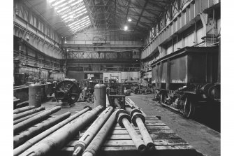 Glasgow, Clydebridge Steel Works, Interior
View showing crane in fitting shop