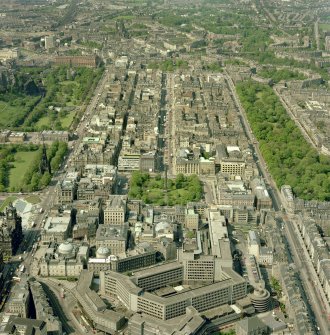 Oblique aerial view of Edinburgh New Town.