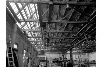 Motherwell, Dalzell Steel Works, Interior
View of joiners' shop showing roof and pulleys