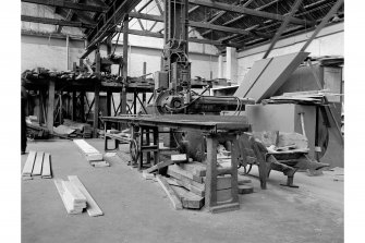 Motherwell, Dalzell Steel Works, Interior
View of joiners' shop showing cross-cut saw (ex Hurst Nelson)