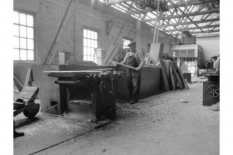 Motherwell, Dalzell Steel Works, Interior
View of joiners' shop showing planing machine