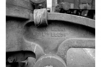 Motherwell, Dalzell Steel Works, Interior
View of small hydraulic riveting machine showing inscription 'HENRY BERRY & CO LTD LEEDS'