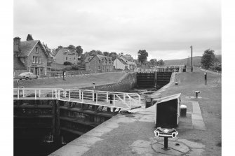 Fort Augustus Locks, Caledonian Canal
View from NE showing part of ENE front of first lock gate from E with second lock gate from E in background