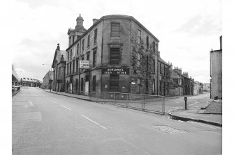 Kilmarnock, 17 Fowlds Street, Seed Store
View from WNW showing N front, SW front and curved WNW front