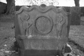 Detail of gravestone of K B & M B, d.1783.