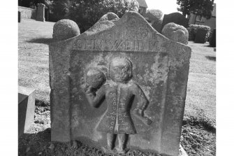 View of gravestone.