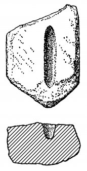 Digital image of drawing showing socket-stone at Cille Bhride, Whitehouse, Argyll and Bute.
See RCAHMS (1971) Argyll: an inventory of the ancient moonuments, Volume 1 -Kintyre, No.269, pps. 107-8, fig. 122