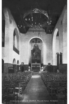St Peter's Church, interior.
Photographic copy of postcard showing view towards alter.