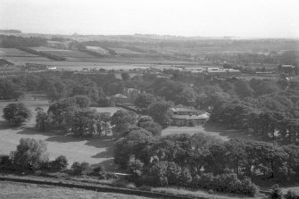 Distant view of Prestonfield House and Stables