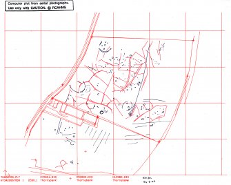 Transcription of the cropmarks of the ring-ditch, possible enclosure, cropmarks and rig.