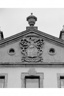 Airds House
Principal facade, detail of armorial and finial on pediment