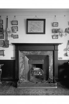 Ardmaddy Castle, interior.
View of fireplace in study.