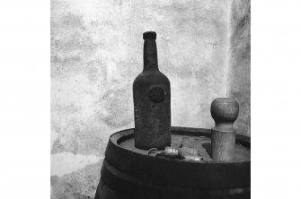 Houston House, Interior
View showing 18th Century wine bottle and top of Laird's and Factor's barrel