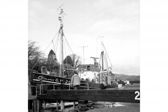 Ardrishaig, Crinan Canal, Lock No. 2
View from SSE showing fishery rsearch vessel Clananus at number 2 lock