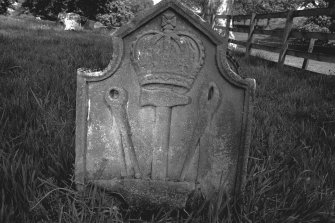 Detail of carved headstone.
