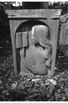 Minto House, Graveyard
Gravestone of Agnes Madar: half length portrait of girl with book in arch