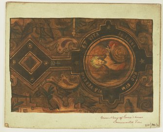 Edinburgh, 533 Castlehill, Palace and Chapel of Mary of Guise.
Fragment of painted ceiling-"Christ with Cross and Loaf of Bread".