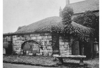 Edinburgh, Restalrig Road South, Restalrig Church, St. Triduana's Chapel.
View of the well house/Chapel with a grass covered roof, before the new roof was erected.