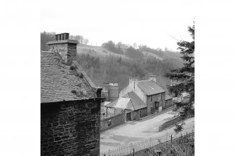 New Lanark, 5 and 7 Rosedale Street, David Dale's House
View from E showing NNE front of David Dale's House and part of N gable of New Buildings in foreground
