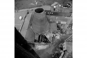 Alloa, Glasshouse Loan, Alloa Glassworks
View looking N from batch plant showing glass cone and roof of anullary building