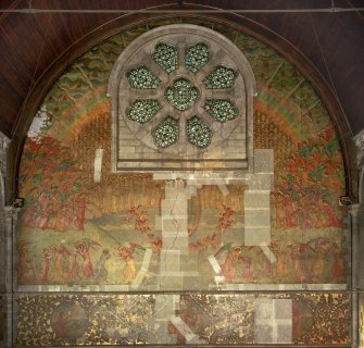Interior. General view of mural on west wall depicting the Second Coming of Christ.