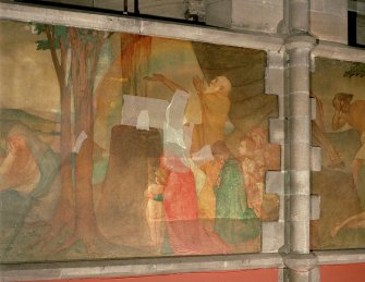 Interior. Nave, detail of mural depicting Noah making his Covenant with God.