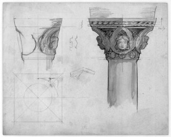 Edinburgh, Dell Road, Colinton Parish Church.
Drawing showing details of capitals.