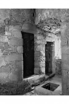 Castle Stalker, interior.
View of two stair doorways and prison hatch, on first floor.