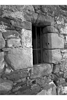 Castle Stalker.
Detail of window and drain spout (North-West of stair landing) in North-East wall.
