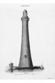 Engraving showing elevation of Skerryvore Lighthouse, Tiree.