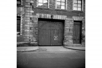 Glasgow, 78 Tullis Street, St Ann's Leather Works
View from SSW showing gate and door on Tullis Street front