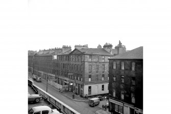 Glasgow, 89-131 George Street, Tenements and Shops
View from NW showing NNE front of numbers 89-131 with part of numbers 135-143 in foreground