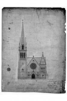 Edinburgh, Pilrig and Dalmeny Street Church of Scotland.
Photographic copy of drawing showing south elevation.
Titled: 'No.5 Pilrig Church Elevation'.